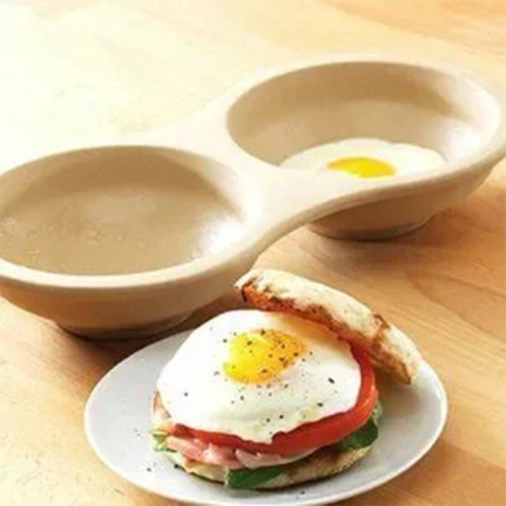 Pampered Chef 5131 baker, Stoneware Double Bowl Baker Microwave Cooker